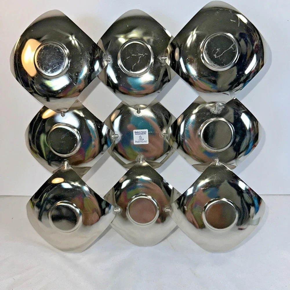 PARTYLITE Bright Lights Tealight Caddy Candleholder Metal Silvertone No Box